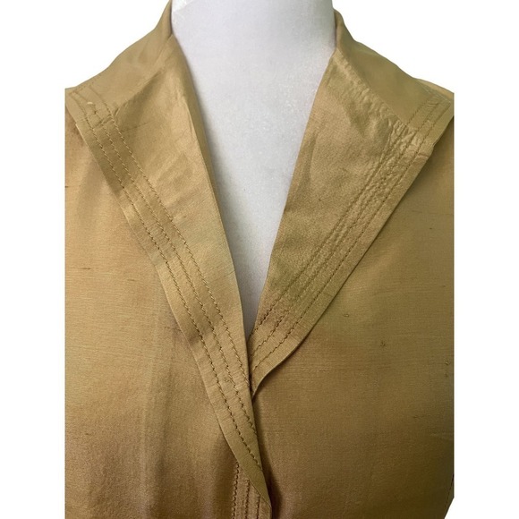 Vintage Karen Arnold 100% Silk Gold Button Down Blouse S - Picture 10 of 10